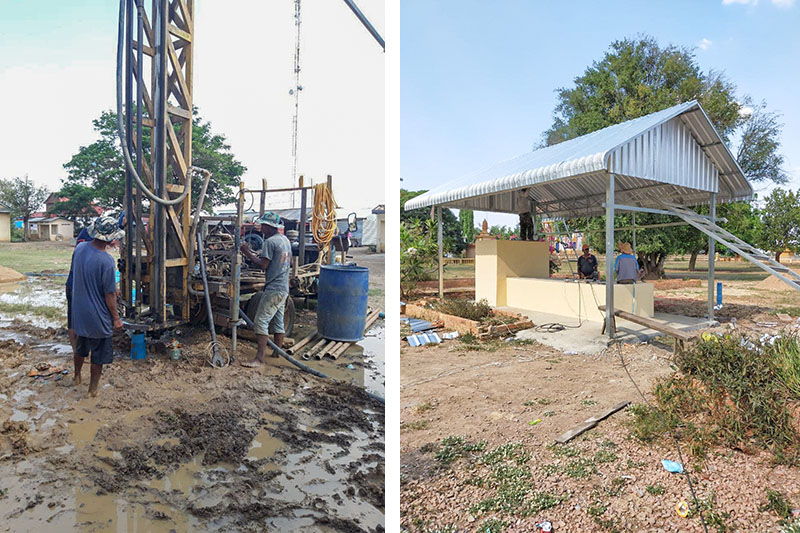 Borrning av brunn och installation av vattenfilter och handtvättställ i Battambang, Kambodja. En insats som görs i samarbete mellan Barnfonden och personalstiftelsen Vatten åta alla som grundades på Atlas Copco 1984.. 