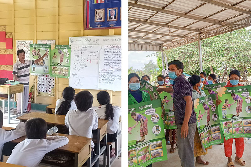 Eleverna på Auromchek-skolan får ökad kunskap om vikten av god hygien genom Vatten åt alla och Barnfondens insats i Battambang, Kambodja.